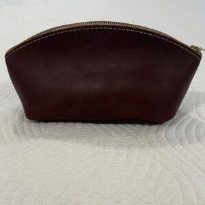 Portland Leather Elegant Brown Leather Makeup Bag